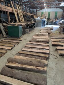 Logs carefully arranged for installation